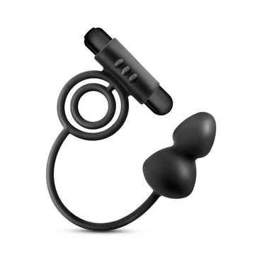 Blush Anal Adventures†Platinum Silicone Anal Plug with Vibrating C-Ring Black
