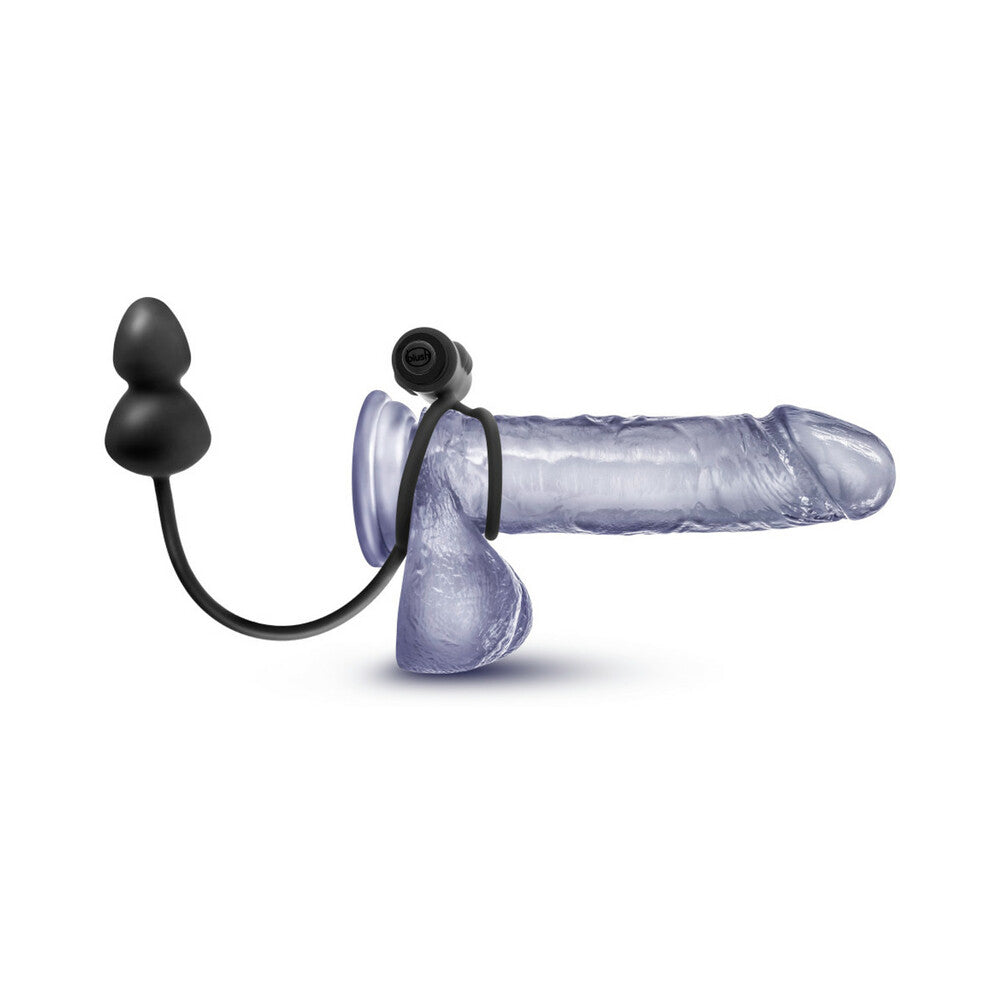 Blush Anal Adventures†Platinum Silicone Anal Plug with Vibrating C-Ring Black