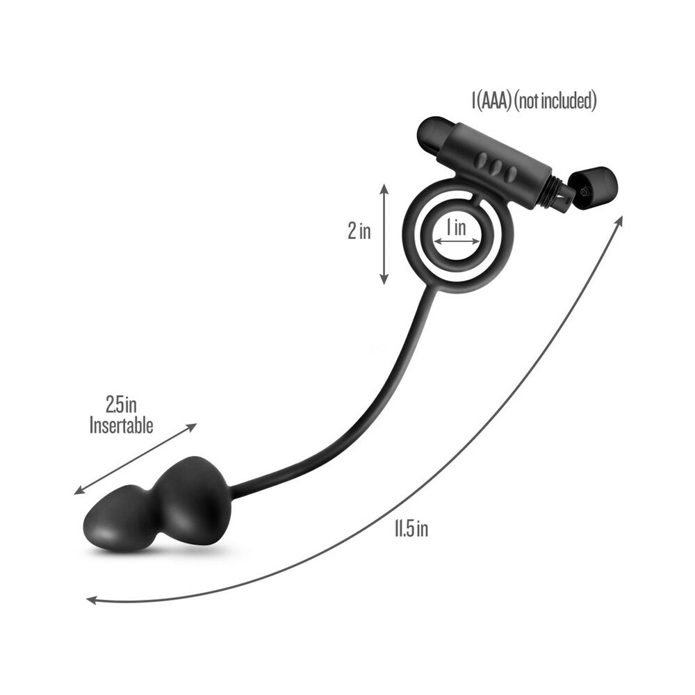 Blush Anal Adventures†Platinum Silicone Anal Plug with Vibrating C-Ring Black