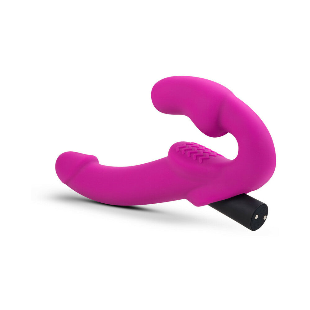 Blush Temptasia Estella 9.5 in. Silicone Strapless Strap-On Dildo with Rechargeable Bullet Vibrator Pink