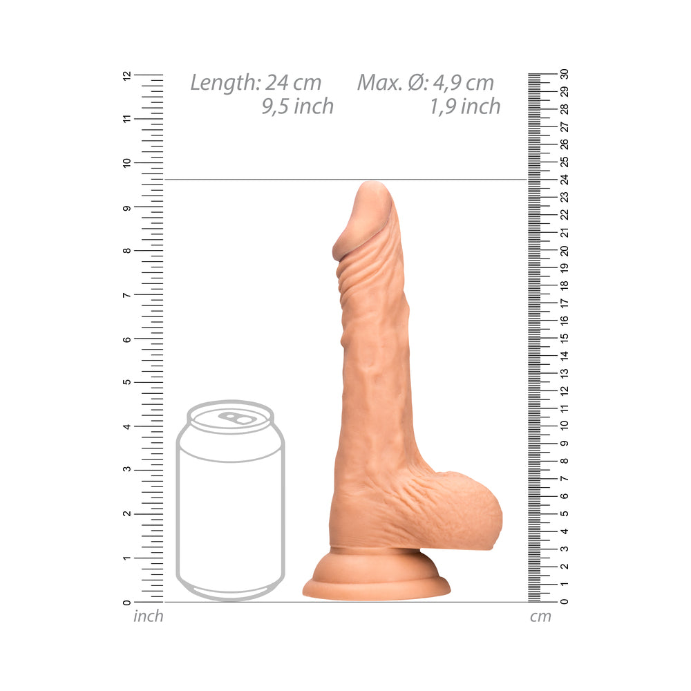 RealRock Realistic 9 in. Dildo With Balls and Suction Cup Beige