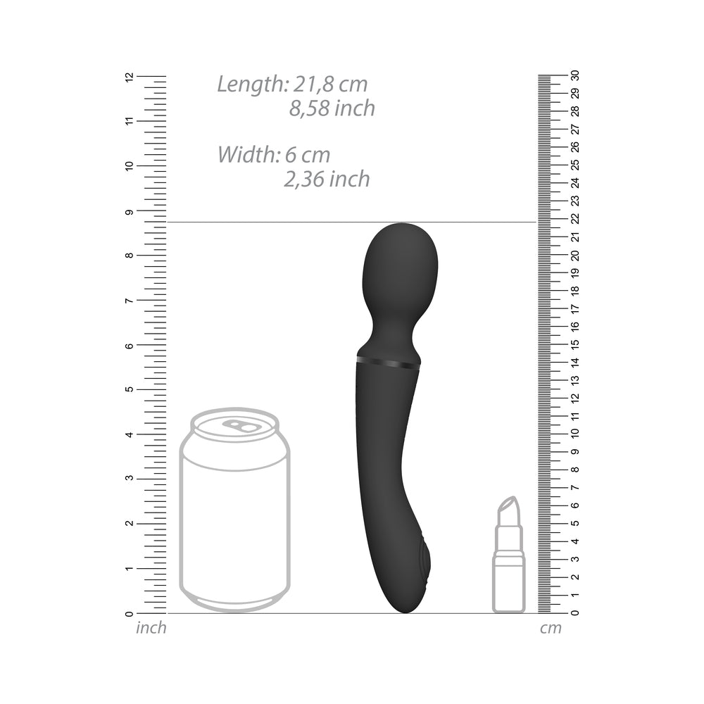VIVE NAMI Rechargeable Dual-Ended Pulse Wave & Vibrating Silicone Wand With Interchangeable Sleeves Black