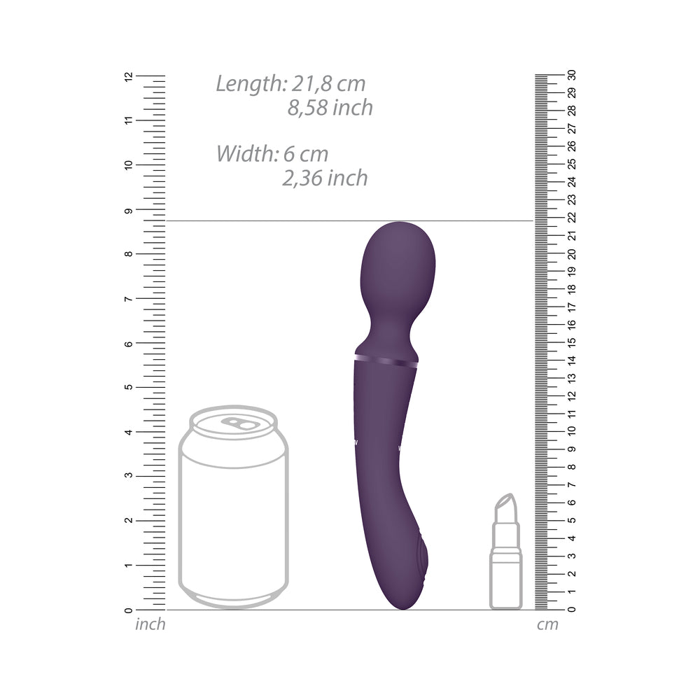 VIVE NAMI Rechargeable Dual-Ended Pulse Wave & Vibrating Silicone Wand With Interchangeable Sleeves Purple