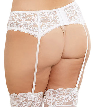 Dreamgirl Plus-Size Sexy And Delicate Scalloped Lace Garter Belt White Queen Hanging