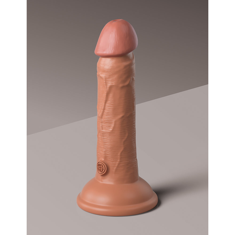 Pipedream King Cock Elite 6 in. Vibrating Dual Density Silicone Cock Rechargeable Realistic Dildo With Suction Cup Tan