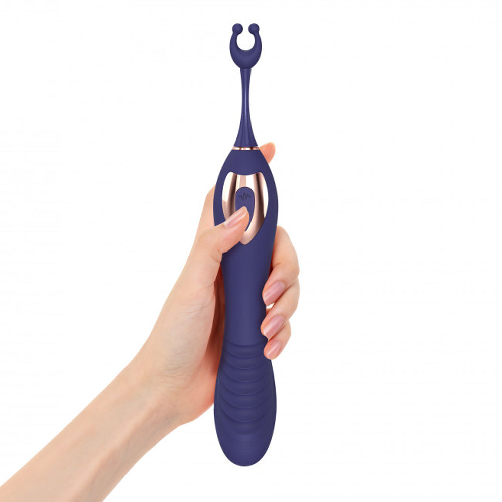 Love to Love O Mega Silicone Multi-Function Vibrator and Clitoral Stimulator Midnight Indigo