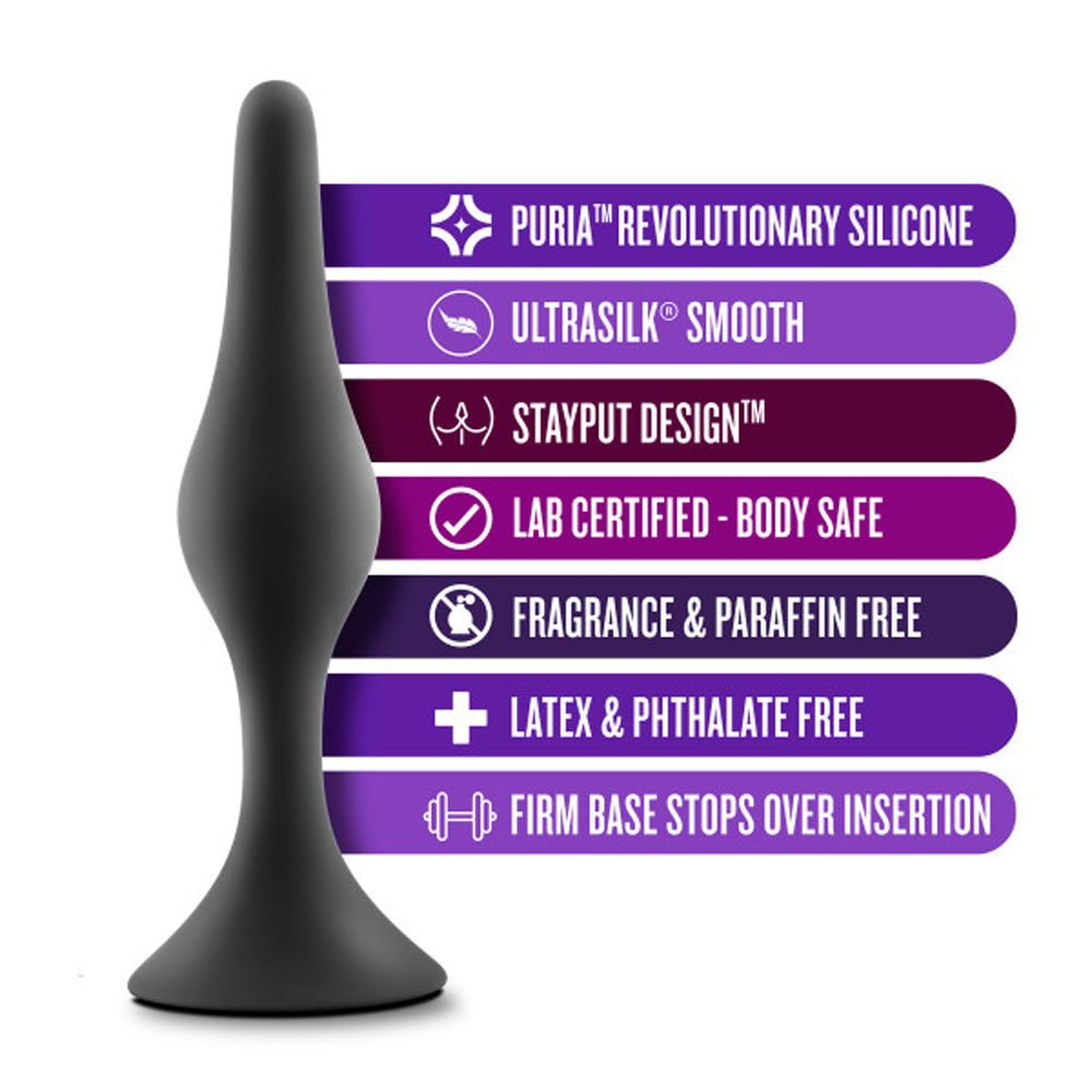 Blush Anal Adventures Platinum Silicone Beginner Plug Medium Black