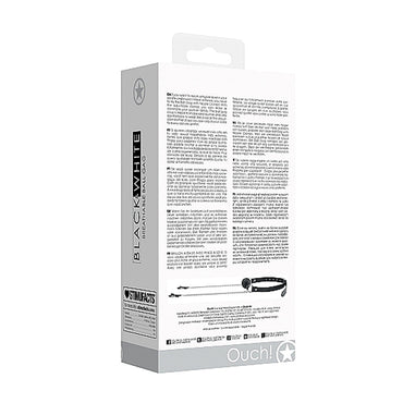 Ouch! Black & White Breathable Ball Gag With Nipple Clamps Black