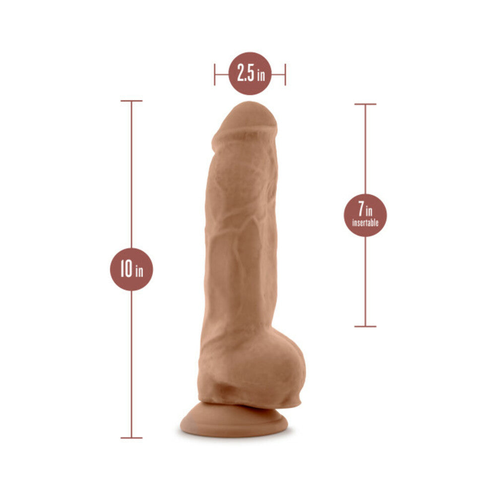 Blush Au Naturel Big Boy 10 in. Posable Dual Density Dildo with Balls & Suction Cup Tan