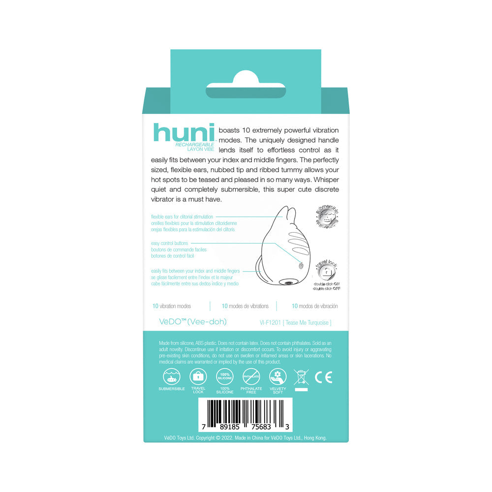 Vedo Huni Rechargeable Finger Vibe Tease Me Turquoise