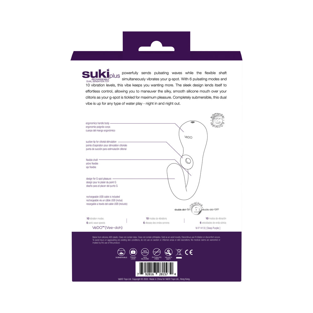 Vedo Suki Plus Rechargeable Dual Sonic Vibe Deep Purple