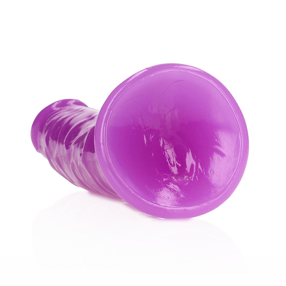 RealRock Glow in the Dark Slim 7 in. Dildo Neon Purple