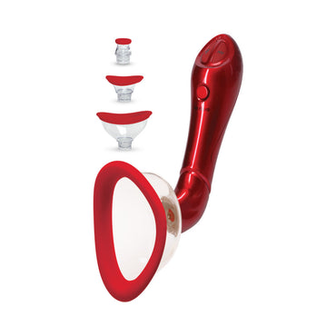 Bloom Intimate Body Pump Limited Edition Red Automatic Vibrating Rechargeable 4-In-1 Interchangeable Set