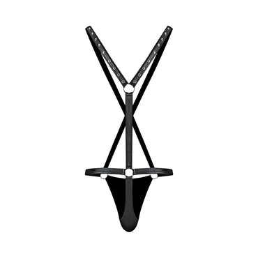 Male Power Fetish Warrior Criss-Cross Body Harness Black L/XL