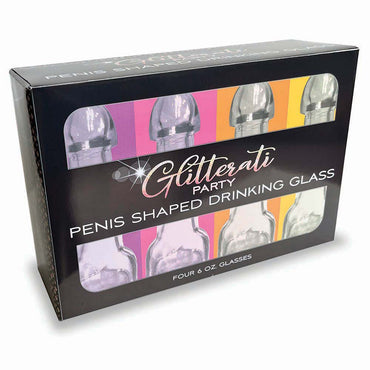 Glitterati Penis Drinking Glass 4pk
