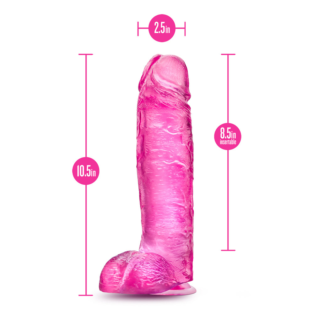 B Yours Plus Big n' Bulky 10.5 in. Dildo with Balls & Suction Cup Pink