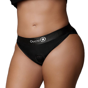 Shots Ouch! Vibrating Strap-on Hipster Black XL/2XL