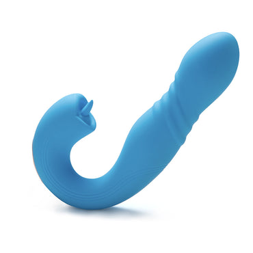 Honey Play Box Joi Thrust App Controlled Thrusting G-spot Vibrator & Tongue Clit Licker Blue
