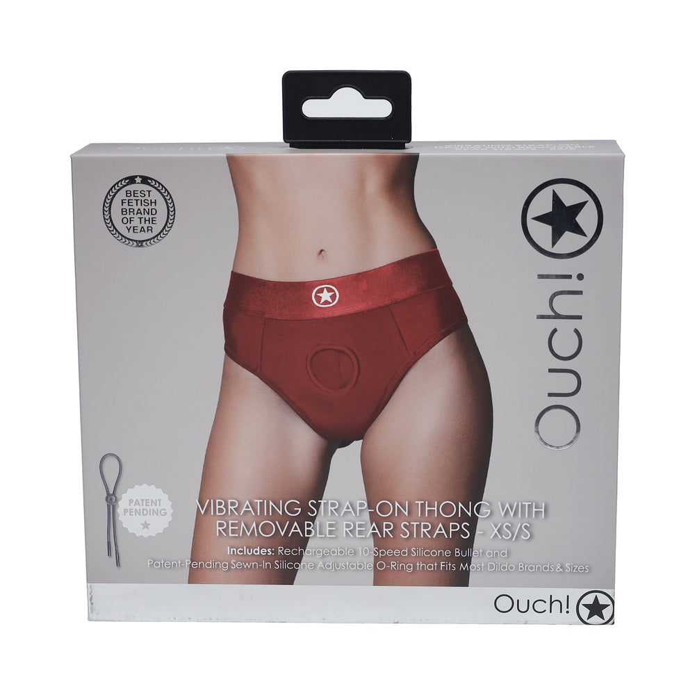 Ouch! Vibrating StraponThngStrap Rd XS/S