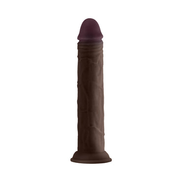 Shaft Model J: 9.5 in. Dual Density Silicone Dildo Mahogany