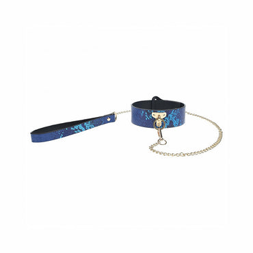Ouch! International Florence Collection Collar with Leash Blue