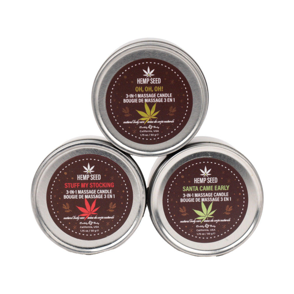 Earthly Body Hemp Seed Holiday 3-in-1 Massage Candle Trio