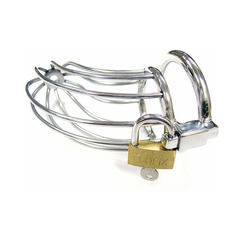 Rouge Stainless Cock Cage with Padlock Clamshell