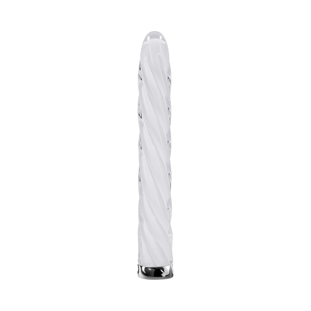 Playboy In A Twist Rechargeable Vibrating Glass Vibe White