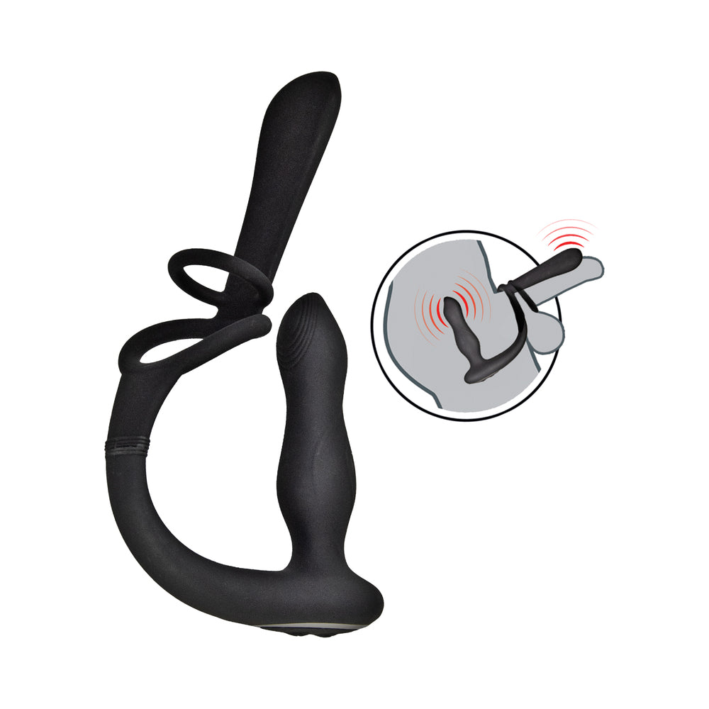 Enhancer Vibro Plug & Penis Sheath Black Anal Toy
