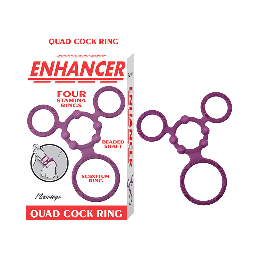 Enhancer Quad Cock Ring Set - Rubine Red