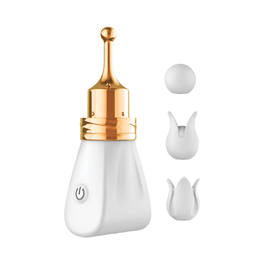 Gold Glam Tri-Tip Vibe Massager - White