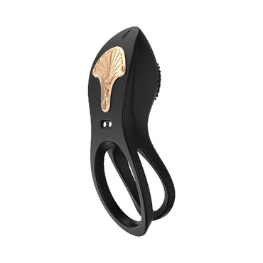 Gold Glam Cock Ring Vibrator - Black