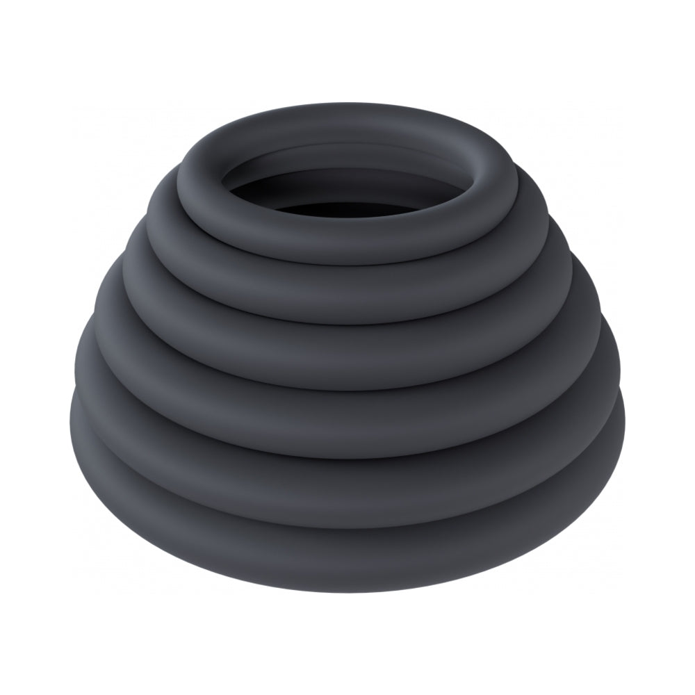 LEVELZ Classic Silicone Cock Ring Set - All Black