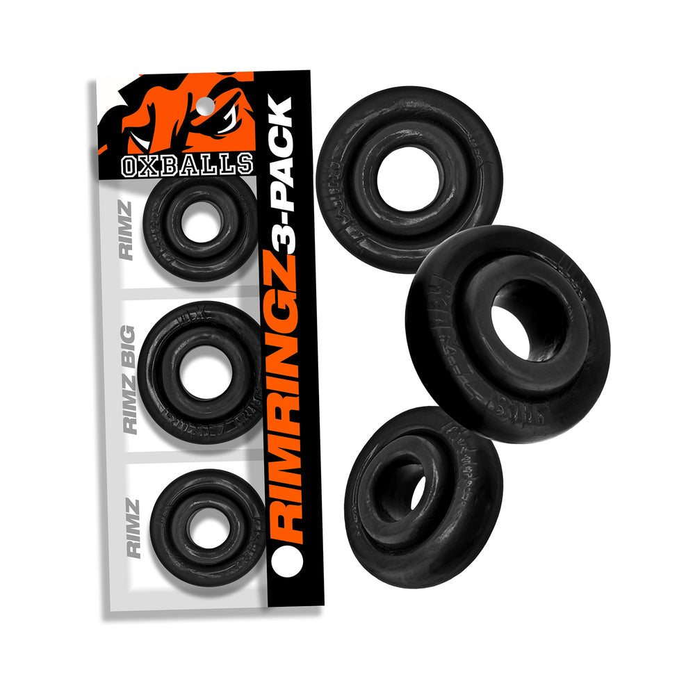 Oxballs Rimringz Multi Size Cock Ring 3-Pack - Black