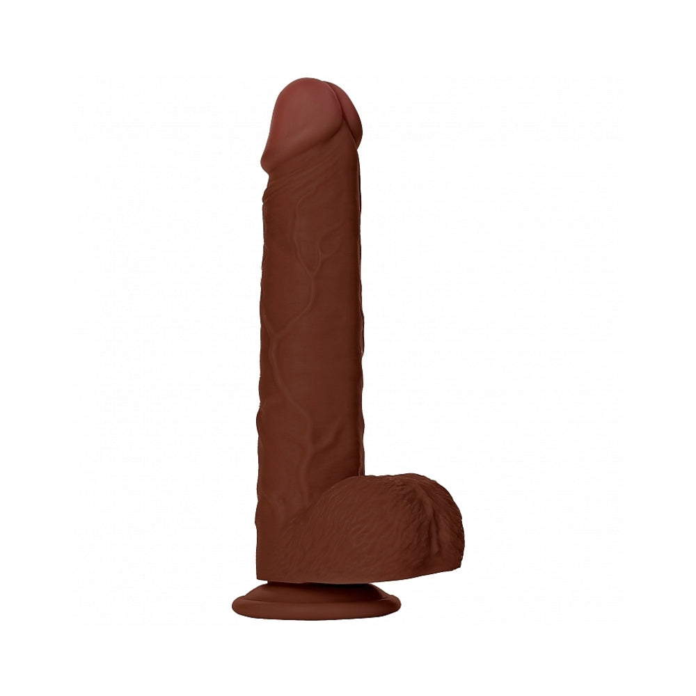 RealRock 8in Cock w/Balls Straight Brown Dildo