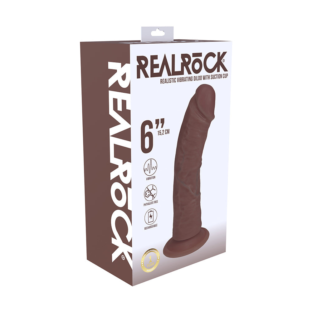 Realistic Vibrator with Suction Cup - 6in Curved Brown