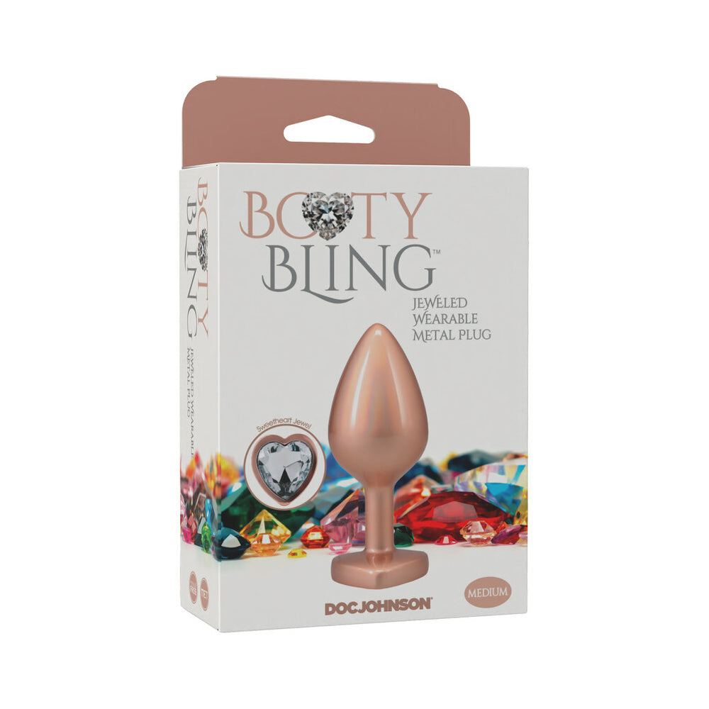 Doc Johnson Booty Bling Heart Diamond Metal Plug - Gold Medium