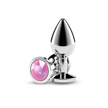 Rear Assets Silver Medium Pink Gem Plug