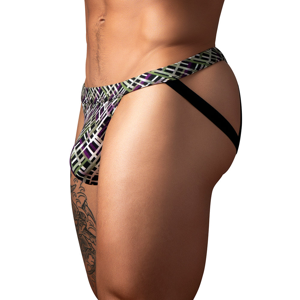 Gridlock'd Jock with Strap Print - Size L/XL