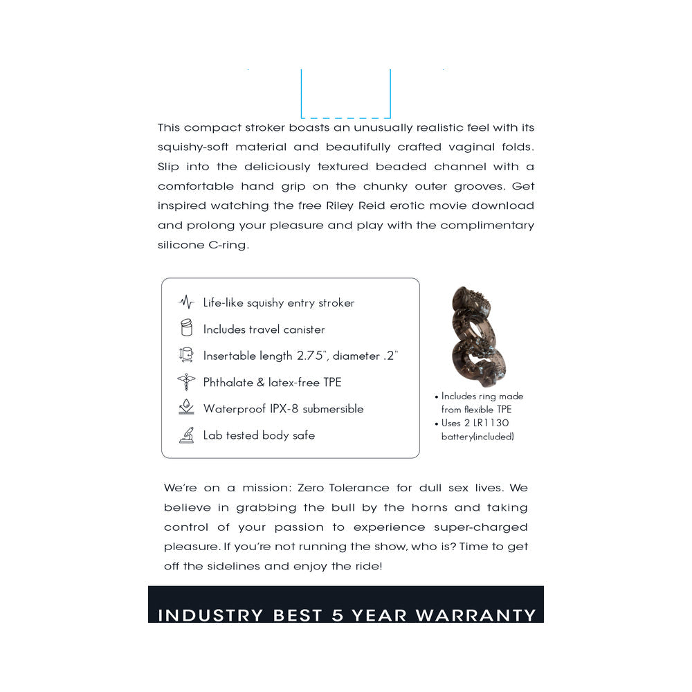 Realistic Mini Vagina Stroker - ZT Riley Reid Movie Edition