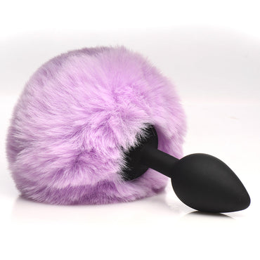 Fluffy Bunny Tail Silicone Plug - Purple