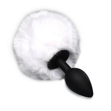 Fluffy Bunny Tail Silicone Plug - White