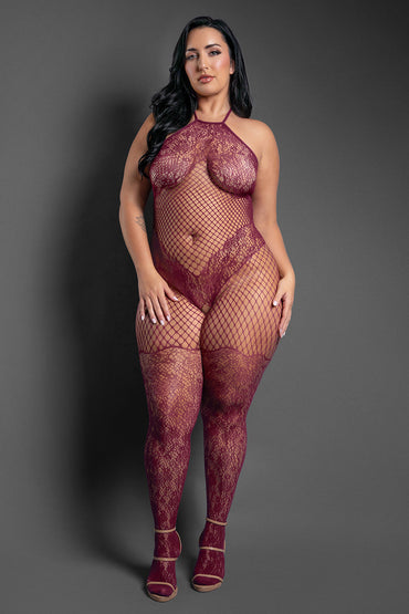 Crotchless Halter Bodystocking by Fantasy Lingerie (Queen)