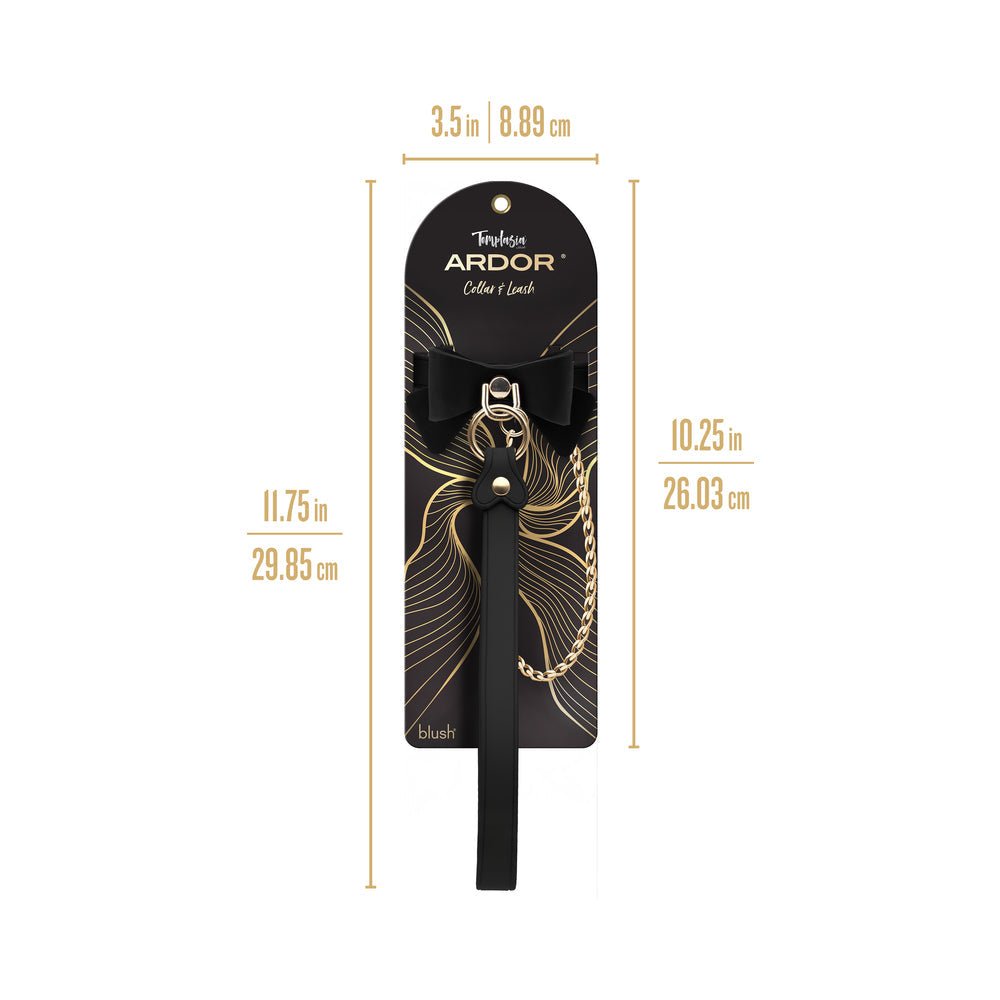Temptasia Ardor Collar & Leash Black/Bow