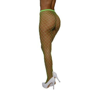 Dreamgirl High-Waist Fence Net Pantyhose - Neon Lime