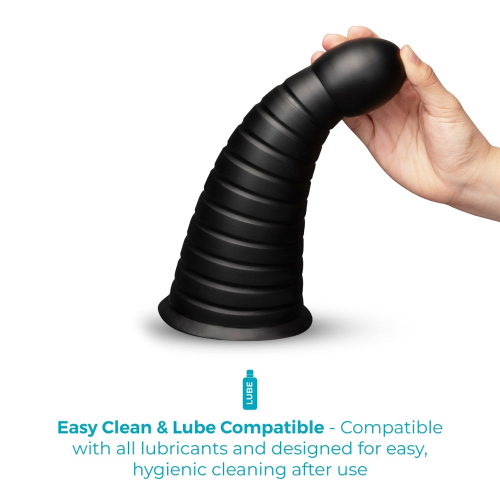 b-Vibe Cone 10 in. Tapered & Ribbed Dildo with Suction Cup