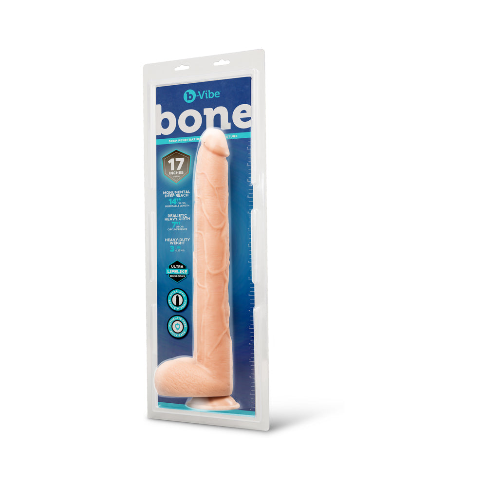 b-Vibe Bone 17 in. Deep-Insert Dildo with Realistic Balls and Suction Cup