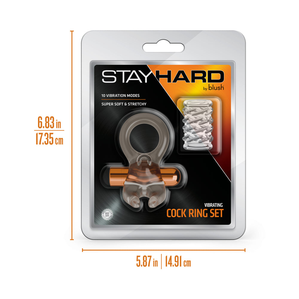 Stay Hard Vibrating Cock Ring Set with Sleeve
