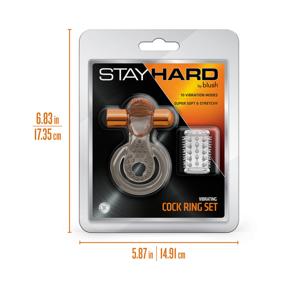 Stay Hard Vibrating Cock Ring Set with Sleeve