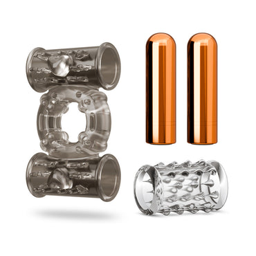 Stay Hard Vibrating Cock Ring Set with Sleeve and 2 Bullets
